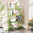 Clear Bookshelf, Acrylic Bookcase with Open Book Shelf Console Table for Entryway Office (4 Tier Green) by CozyNest Decor