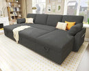 VanAcc Sleeper Sofa, 110 inch Oversize - 2 in 1 Pull Out Bed, Sectional Sleeper Sofa with Double Storage Chaise for Living Room, Grey Boucle Couch by CozyNest Decor