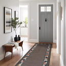 Beverly Rug Outdoor Runner Rug 2x7 Modern Floral Bordered Area Rugs for Indoor and Outdoor Patio Easy to Clean Non Shedding Living Room Porch Garden Washable Outside Carpet (2 x 7 Brown) by CozyNest Decor