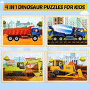 Wooden Vehicle Puzzles for Kids Age 3 4 5 Year Old, 4 Pack 24 Pcs Montessori Toddler Jigsaw Puzzles for Girl boy Activities Preschool Learning Educational Birthday Gift Travel Autistic Wooden Toys by TinyTreasures Baby Boutique