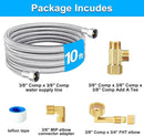 Dishwasher Installation Kit - 10 FT Stainless Steel Braided Dishwasher Hose kit,Food Grade PEX Inner Tube Water Line with Add A Tee,3/8"MIP Elbow,3/8"x3/4"FHT Elbow by CozyNest Decor