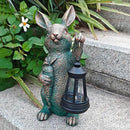 Solar Garden Statues -Rabbit Lantern Outdoor Handmade Resin Statue with LED Light, Cute Carrot Holder for Patio, Yard, Gift Ideas (rabbit2) by CozyNest Decor