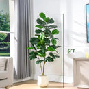 Artificial Fiddle Leaf Fig Tree 5FT, Large Realistic Faux Ficus Lyrata Plant with Pot Large Faux Plant for Indoor Outdoor Home, Office, Living Room, Bathroom Decor by CozyNest Decor