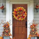 Fall Wreaths for Front Door, 24" Autumn Wreath with Berry Wood Maple Leaves and Pine Cones, Orange Thanksgiving Wreath for Outside Indoor Wall Window Home Festival Decor by CozyNest Decor