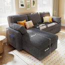 VanAcc Sofa Bed, Sleeper Sofa with Storage Chaise- 2 in 1 Pull Out Couch Living Room, Comfy Sleeper Couch, Grey Boucle by CozyNest Decor
