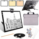 Elice Rechargeable A3 Light Pad with Carry Bag, Top Clip, Foldable Stand, 3 Colors/ 6 Levels/Stepless Dimmable Brightness Wireless tracing Light Box/Board for Diamond Painting, Cricut Weeding Vinyl by TinyTreasures Baby Boutique