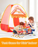 Kids Play Tent, Pop Up Play Tent Burger Theme with Complete Toy Set, Play Toys Play Set for Kids Indoor Outdoor Pretend Play by TinyTreasures Baby Boutique