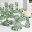12Pcs Green Candlestick Holders Set- 4" H Taper Candle Holders Bulk, Glass Candle Holders for Wedding, Party, Romantic Dinner Table Centerpieces, Festival Gifts & Windowsill Decor by CozyNest Decor