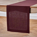 Solino Home Linen Burgundy Table Runner 90 Inches Long - 100% Pure Linen 14 x 90 Inch Table Runner for Fall, Autumn, Thanksgiving - Classic Hemstitch by CozyNest Decor
