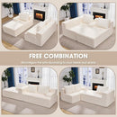 Hobestluk 96” Modular Sectional Sofa Couches L-Shape Couch 3 Seat Modular Sofa Memory Foam Sectional Couches for Living Room, Cloud Couch with Oversized Chaise (White, Stripe (Left Facing Chaise)) by CozyNest Decor