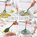 Country Kitchen Non Stick Silicone Utensil Set with Rounded Wood Handles for Cooking and Baking, 8 Piece Set, Green by CozyNest Decor