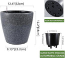 Dexceder 13x12 Self Watering Planter with Wheels Indoor Outdoor, Inner Pot Design, Thickened Large Floor Standing Flower Plant Pot with Water Level Indicator (Stone Matte) by GreenHaven Gardens