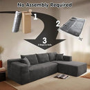 ovios 104" Cloud Sectional Couch with L-Shape Chaise,Modern Modular Sofa with Deep Seat, Upholstered Couches for Living Room Bedroom,No Assembly Required, Grey (Corduroy Fabric) by CozyNest Decor