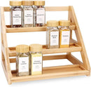 3-Tier Natural Bamboo Spice Rack Organizer - for Kitchen Cabinets, Countertops & Pantries - Space-Saving Tiered Shelf by CozyNest Decor
