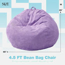 Hobestluk 4.5FT Bean Bag Chair Giant Bean Bag Chair with Filler Included Adult Bean Bag Chairs with Removable Cover for Bedroom Living Room - (Jumbo, Purple) by CozyNest Decor
