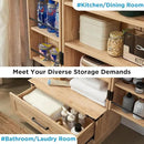 72" Tall Rattan Kitchen Pantry Cabinet with Drawer, Boho Storage Cabinet with 2 Rattan Doors and Shelves, Versatile Large Cabinet for Dining Room, Bathroom, Living Room, Laudry, Natural Oak by CozyNest Decor