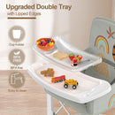 Baby Travel Booster Seat with Double Tray, BabyBond Upgraded Toddler Portable Baby Chair, Booster Seat for Dining Table, Stable and Foldable Booster Baby Chair for Indoor/Outdoor (Grey Lion) by TinyTreasures Baby Boutique