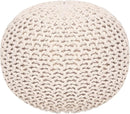 REDEARTH Round Pouf Ottoman - Cable Knitted Boho Poof - Home Décor Cord Pouffe Handmade Circular Footrest for Living Room - Bedroom - Kids Bedroom - 100% Cotton Pouf (19.5"x19.5"x14") - Natural by CozyNest Decor