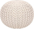 REDEARTH Round Pouf Ottoman –18"x18"x14" Hand-Knitted Cotton Pouffe –Cable Footstool –Boho Dori Hassock –Pre-Stuffed Poof – Extra Seat -Poofy Footrest for Living Room, Bedroom, Nursery, Nook –Ivory by CozyNest Decor