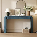 55" Sofa Table with Oval Top and 2 Drawers, Entryway Console Table with Fluted Design for Hallway,Foyer,Entry and Living Room (Fully Assembled-Navy) by CozyNest Decor
