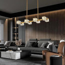 Dining Room Light Fixture,Gold Modern Crystal Chandelier Rectangular Pendant Light with 8 Light Farmhouse Chandeliers for Kitchen Island Dining Room Living Room Bedroom by CozyNest Decor