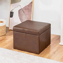 Adeco Storage Ottoman Foot Rest Stool, Leather Ottoman Footstool with Hinged Lid, 17" Small Foot Stool Bench for Living Room, Bedroom by CozyNest Decor