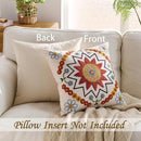 Embroidered Throw Pillow Cover 18x18 Classic Fall Boho Floral Pattern Pillows Cover Outdoor Decorative Pillowcase,Durable Cozy Textured Cushion Case for Sofa Couch Bed Living Room,Orange by CozyNest Decor