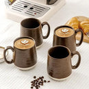 Hasense Porcelain Coffee Mugs Set of 4-15 Ounce Large Ceramic Coffee Cups Set with Handle for Latte, Tea, Cocoa and Hot Chocolate, Brown Coffee Mugs for Men and Women, Microwave Safe by CozyNest Decor