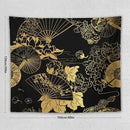 HZOHNAGO Japanese Tapestry Gold Flowers Umbrella Fan Pattern Printed Wall Tapestry Painting Wall Hanging for Bedroom Living Room Dorm 60" W x 50" H by CozyNest Decor