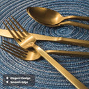 Alata Cube Gold 45-Piece Flatware Set, Forged Cutlery Set, Matte Gold Silverware Service for 8, Stainless Steel Tableware with Square Handle for Home/Restaurant, Dishwasher Safe by CozyNest Decor