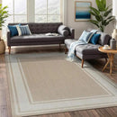 Beverly Rug Large Outdoor Rug 10x14 Modern Bordered Area Rugs for Indoor and Outdoor Patio Deck Porch Garden Waterproof Weather Sun Resistant Washable Outside Carpet (10 x 14 Beige) by CozyNest Decor