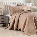 MarCielo 3-Piece 100% Cotton Oversized Bedspread Lightweight Quilt Coverlet Embroidery Farmhouse Bedding Set (TK Pale Taupe Camel, Oversized Queen (100"x106")) by CozyNest Decor