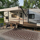 Pauwer Waterproof Outdoor Rug 6x9, Reversible Plastic Straw Patio Camping Rug, Indoor Outdoor RV Mat Carpet for Deck, Camper, Porch, Balcony, Backyard, Picnic, Bordered Brown by GreenHaven Gardens
