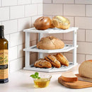 Cabinet Organizer Shelf - Bamboo Corner Rack for Kitchen Counter, Cabinet Space Saver for Plates, Dishes, Bowls, Bread Pantry, Bathroom Storage or Countertop Stand, White by CozyNest Decor