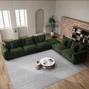 Modern Minimalist Chenille Modular Sectional Sofa, Oversized Deep-Seat U-Shaped Couch with Movable Ottoman, Thick Cushions, Upholstered Sofa for Living Room, Bedroom, Office, Apartment Green 1 Ottoman by CozyNest Decor