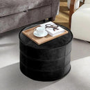 Round Leather Ottoman,Handmade Stuffed Ottoman,Genuine Leather Pouf, Foot Rest Pouf,Comfortable Soft Seating for Living Room & Bedroom (Black, Round) by CozyNest Decor