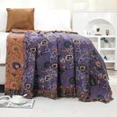 Boho Throw Blanket for Bed,100% Ultra Cotton Soft Breathable Bed Throw Floral Printed Farmhouse Decor Rustic Bed Throws for Couch Sofa Quilt Purple Flowers 60" x 80" by CozyNest Decor