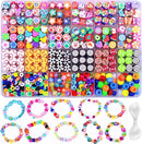 1000PCS Polymer Clay Beads Bracelet Making kit, 24 Style Cute Fun Sports Ball Beads Baseball Basketball Soccer Rugby Volleyball Football Charms, DIY Bracelet Making kit by TinyTreasures Baby Boutique