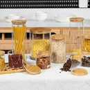 70oz Straight cylindrical Airtight Storage Jars with Bamboo Lid Set of 3 Storage Container Glass Jars, Kitchen Canister for Noodles, Pasta and Coffee beans (‎with Black Lable) by CozyNest Decor