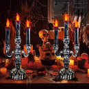 TURNMEON 2 PCS Skull Halloween Candles Lamp,Halloween Decorations Indoor 3-Candles Candelabra LED Lights Battery Operated Candles Holder, Halloween Decor for Home Table Party Room Scary Haunted House by CozyNest Decor