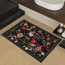 2x3 Washable Rug for Entryway, Floral Soft Small Area Rug, Non Slip Doormat Indoor Entrance Carpet, Flower Low Pile Front Door Throw Rug for Bedroom, Kitchen, Laundry, Bathroom, Black by TinyTreasures Baby Boutique