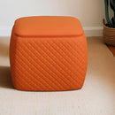 Ottoman Rectangular Storage Ottoman Bench, Faux Leather Footrest, Stool Footstool for Living Room, Bedroom, Entryway, Orange, 19.5"x15.5"x18" by CozyNest Decor