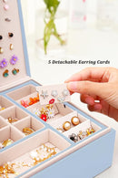 Girls Jewelry Box Earring Holder Organizer for Girls Jewelry Organizer Box Stud Earrings Organizer for Girls Womens Blue Jewelry Box for Earrings and Necklaces Rings Stud Earrings Box for Teen by TinyTreasures Baby Boutique
