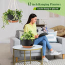Hanging Planters for Outdoor Indoor Plants, 2 Pack 12 Inch Hanging Basket Plants Outdoor, Self Watering Hanging Planter with Plant Hanger for Garden Home Decoration (Black) by GreenHaven Gardens