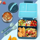 Bento Lunch Box for Kids with 8oz Soup Thermo&Lunch Bag, Leak-Proof Lunch Food Containers with 4 Compartment, Hot Food Insulated Food Jar for Kids School (Blue) by TinyTreasures Baby Boutique