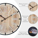 20 Inch Grand Farmhouse Wall Clock, Vintage-Inspired Wood & Metal Design with Large Etched Numbers, Silent Battery-Powered Timepiece for Offices, Kitchens, Bedrooms, and Living Rooms by CozyNest Decor