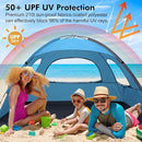 WhiteFang Beach Tent Anti-UV Portable Sun Shade Shelter for 3/4/6/8 Person, Extendable Floor with 3 Ventilating Mesh Windows Plus Carrying Bag, Stakes and Guy Lines by TinyTreasures Baby Boutique