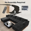 157.5" U Shaped Modern Sofa Modular Sectional Cloud Couch with 2 Ottoman,Deep Seat Upholstered Couches with Corduroy Fabric for Living Room Furniture,Bedroom and Apartment,No Assembly Required,Black by CozyNest Decor