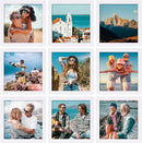 Vittanly 8x8 Picture Frames Set of 9, Shatter Resistant Plexiglass, Display 4x4 Pictures with Mat or 8x8 without Mat, Photo Frames for Wall Mount, Engineered Wood, White by CozyNest Decor