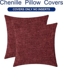 CaliTime Throw Pillow Covers Decorative 26 X 26 Inches Pack of 2 Cozy Chenille Cushion Cases for Couch Sofa Bed Living Room Home Burgundy by CozyNest Decor